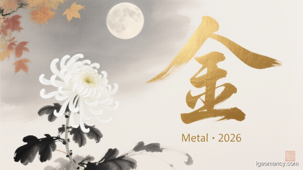 Metal · 2026 — Tong Shu 通書 Daily Almanac: 2026-08-24 — 开 (重新开展的好日子。 宜：祭祀、祈福、开光、入宅、嫁娶、上任、修造、动土、开市、安床、交易、出行、竖柱。 忌：诉讼、安葬。) Day | iGeomancy